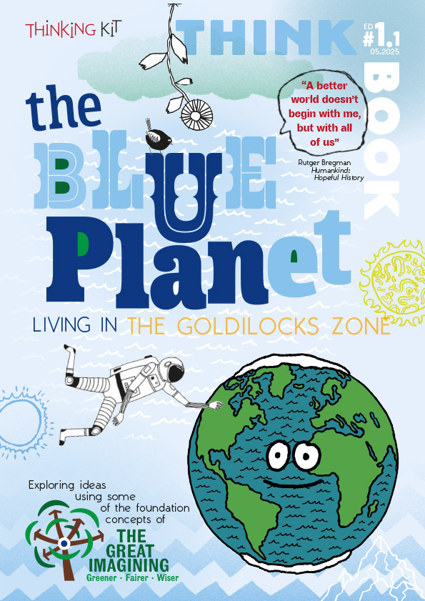 Cover of the Blue Planet Think Book with the title and various illustrations